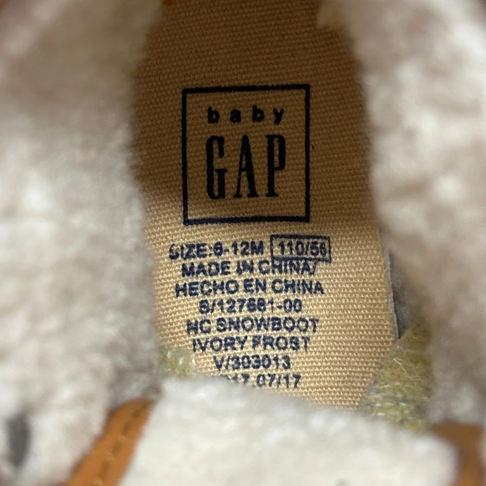 Baby‎ Gap Snow Boots Kids 6-12M Ivory Frost Navy Tan Red Duck Boots